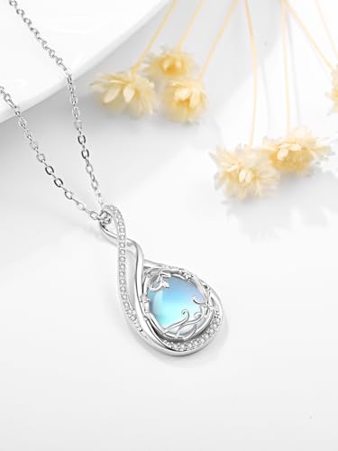 Moonstone Necklace for Women 925 Sterling Silver Filigree Moonstone Teardrop Pendant Anniversary Birthday Jewelry Gift2