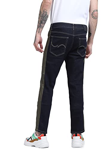 Image of JACK & JONES Cotton Mid Wash Regular Length Slim Fit Men's Jeans