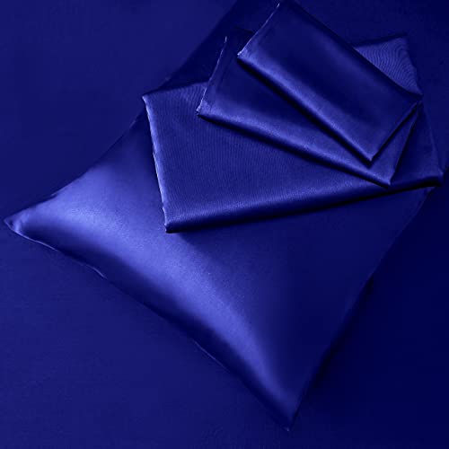 Manyshofu Satin Twin Sheets Set 3 Piece - Soft Silky Satin Sheets Set, Royal Blue Satin Bed Sheets Cooling & Luxury Bedding Sheet Set(1 Satin Fitted Sheet, 1 Satin Flat Sheet, 1 Satin Pillow Case) #TOP4