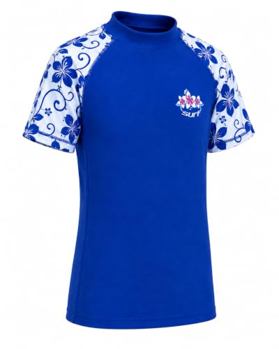 Camiseta solar niña azul lapislázuli para vacaciones de verano en la piscina