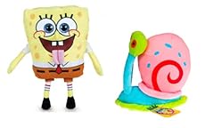 SEGA Confezione da 2 peluche Spongebob e Gary Lumaca: Spongebob (22 cm) + Gary Lumaca (15 cm) - Pupazzi di peluche morbidi per bambini