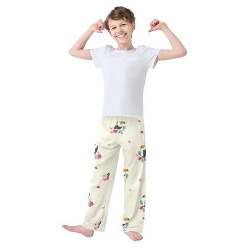 Cute Toucan Bird Boys Pants Boys Athletic Pants Long Pant for Boywith Pockets Wide-Leg Size 6-14Y3