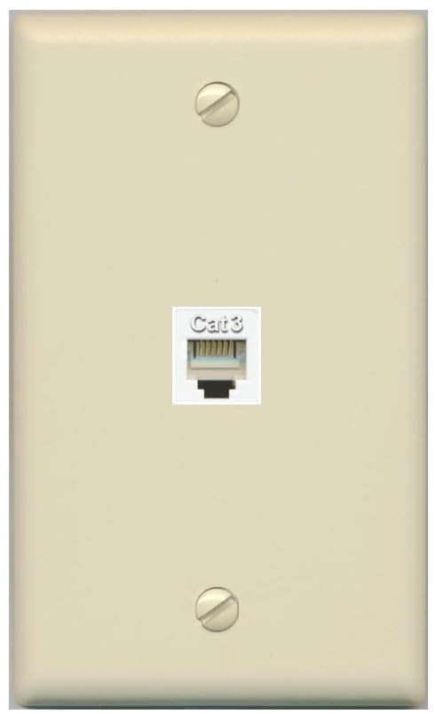 RiteAV Phone Wall Plate - 1 Port RJ11-RJ12 Telephone Jack Cover Faceplate - Flat Style [Ivory/Ivory]