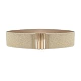 Ceinture Élastique Large pour Femme, Ceinture Dorée Femme Elastique Large pour Robe, Ceinture Femme Elastique Réglable Style Vintage rétro, Ceinture Femme pour Robe avec Boucle Dorée élégante