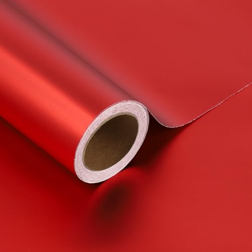 BIOBROWN Rotes Geschenkpapier einfarbig matt mit Metalleffekt Rolle 43 cm x 10 m ideal für Weihnachten Feiertage Valentinstag Hochzeiten und Geburtstage