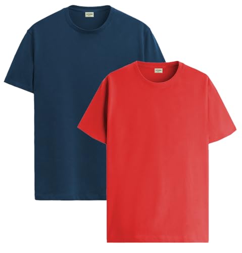 Image of ADRO Men's Cotton Regular Fit Combo Plain Solid T-Shirt Pack of 2