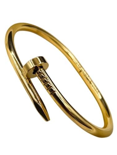 Gold Nail Shaped Bracelet for Women – Adjustable Minimalist Stainless Steel Bangle, Hypoallergenic Dainty Jewelry, Elegant Everyday and Formal Accessory,gold nail model bracelet
