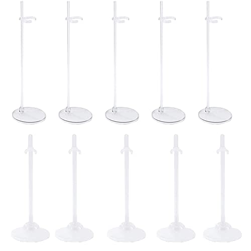 10 Pièces Support de Poupée, Support de Poupée Réglable, Support de Poupée Transparent, pour étagère de Poupée, Nounours, Ultraman, les Modèles Sont Fixes (2 Couleurs)
