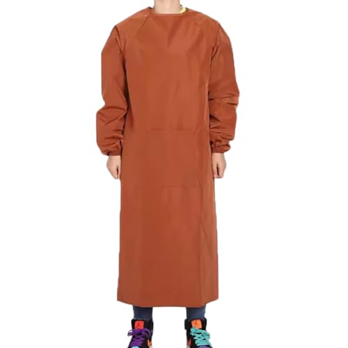 UE STORE Tablier de cuisine imperméable à manches longues pour adultes, marron clair, taille...