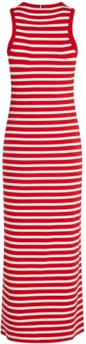 Tommy Hilfiger Damen Kleid Midi Dress Slim Fit, Mehrfarbig (Primary Red/Ecru STP), XS – Ansicht 5