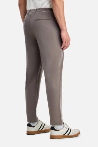 Image of SNITCH Men Trousers Casual Wear | Regular Fit Mid Rise Straight Leg Solid Pattern | Durable Polyester & Plain Weave Fabric for Daily Use & Office Outings
