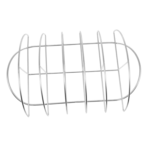 FONDOTIN 1Pc Sturdy Stainless Steel Rib Rack for Grilling Portable BBQ Beef Steak Holder for Outdoor Barbecue Strong Structure for Home and Picnic Use