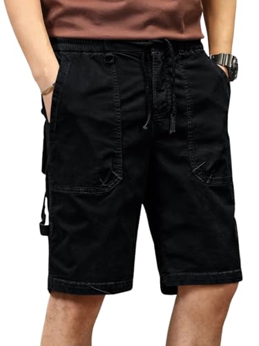 Image of Leriya Fashion Men Cotton Cargo Shorts | Lightweight Shorts Pant for Men | Elastic Waist with Drawstring | Casual Summer Cargo Short's for Man with Pockets
