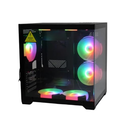 Gabinete para PC EWAIDI MANMU con panel de vidrio templado, ventilador, compatible con placas Micro ATX, tipo Mid Tower miniatura 3
