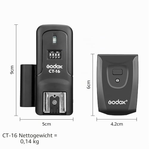 GODOX CT 16 CT-16 Trigger 16 Kanäle Wireless Radio Flash Transmitter + 3 Receiver Set Kompatibel mit Canon Nikon Sony Pentax Olympus Speedlite/Studio Flash