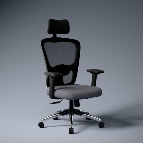 Image of Green Soul Jupiter Superb | Ergonomic Mesh Office Chair for Work | 3 Year Warranty | Multi-Lock Synchro Tilt Recline Mechanism | 2D Armrest | Adjustable Lumbar | High Back | Grey