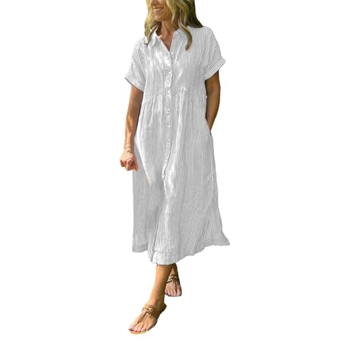 Robe midi rayée pour flâner en vacances d'été avec style et confort