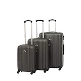 Koffer superleicht und robust 3 teiliges Kofferset DOHO Trolley Koffer Set aus ABS (Anthrazit)