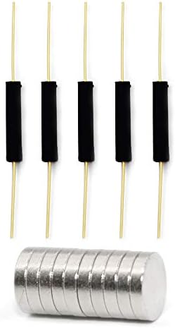 WOWOONE 5pcs Plastic Reed Switch Reed Contact Normally Open (N/O) Magnetic Induction Switch (2.5mm×14mm) with 10pcs Small Multi-Use Round Magnets