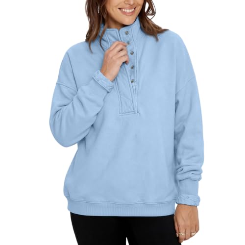 Mockneck Sweatshirt Women Oversized Casual Long Sleeve Collared Tops - image 6