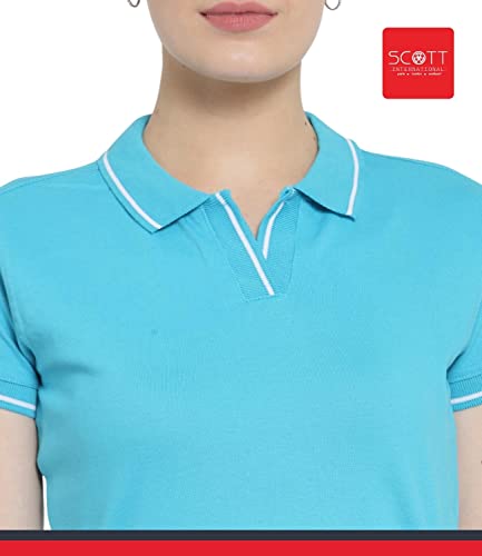 Image of Scott International Women's Regular Fit 100% Pure Organic Cotton Polo T-Shirt | Womens Polo Collar Neck T-Shirt | Cotton Plain Polo Neck Half Sleeve T-Shirt | Tshirts for Women