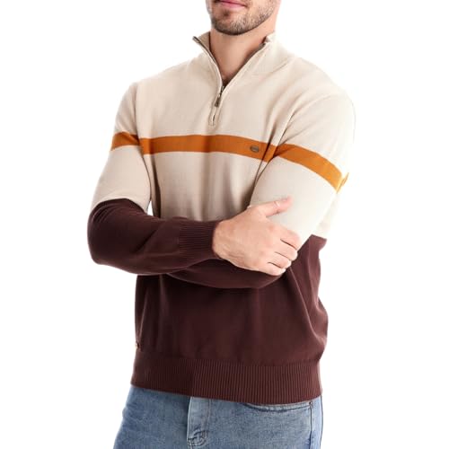 Mens Quarter Zip Pullover Sweater Turtleneck Mock Neck Strip Polo Sweaters for Men2