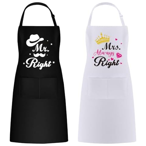 Pwsap Mr Right Mrs Always Right Aprons Set Cover