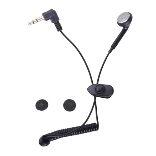 Single Ear Wired Earphone, 3.5mm Mono Earbud Single Ears Headphones, Excellent Audio Noise Isolating Earplugs, Stereo Sound Wired Ear Piece, Retractable Spring Cord Wiired Headset, High-Fidelity Audio