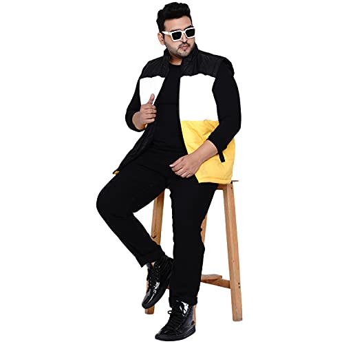 Image of JOHN PRIDE Plus Size Men's Solid Sleeveless Mock Collar Yellow Padded Jacket for Men