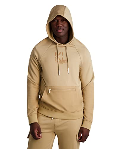 Karl Lagerfeld Paris Men's Solid Logo Stretchy Hoodie