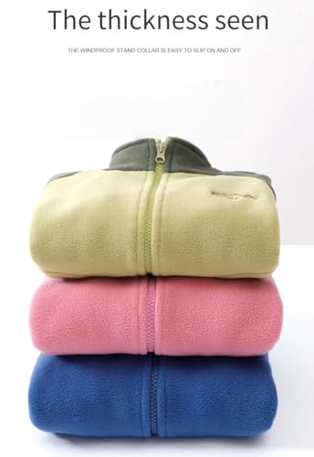 Kids Fleece Jacket, Color Block Hooded Coat, Full-Zip Winter Outerwear with Pockets, (US, Numeric Height, 140, Fruit green)4