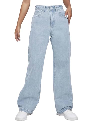 Image of KOTTY Wide Fit Denim Pants - Women's High Rise Wide Leg Comfort