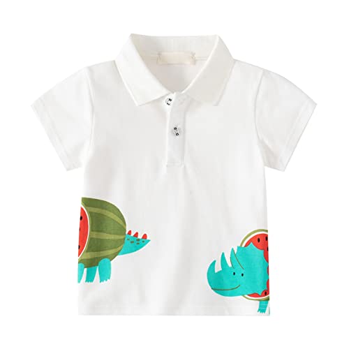 Girls Boys Short Sleeve Polo Shirt Kids Dinosaur Summer Training Workout Shirts Toddler Collar Buttons School Uniform Shirts