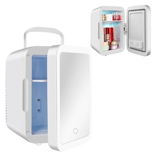 Mini Fridge,Skincare Fridge, Mini 4L Makeup and Skin Care Fridge Beauty Cosmetic Refrigerator with Touch LED Light Makeup Mirror Cooler and Warmer