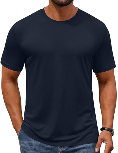 COOFANDY Men's T Shirt Short Sleeve Crew Neck Soft Fitted Tees Classic Basic Tshirts Navy Blue