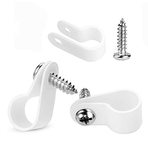 Morsler Touw Licht Montage Clips met RVS Schroeven Kit, P-Style Nylon Kabel Clips Draadriemen voor Indoor Outdoor Elektrische Draad Koord Touw Licht Montage