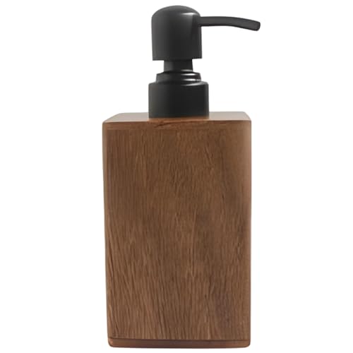 yeeplant Dispensador de jabón de madera, 400 ml, para baño, dispensador de jabón de manos, dispensador cuadrado de madera maciza de nogal, bomba de acero inoxidable con dispensador de loción
