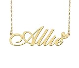 Aoloshow Allie Name Necklace Heart Charm Pendant 18k Gold Plated Stainless Steel Jewelry for Womens Graduation