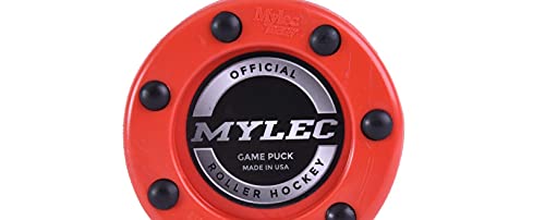 Mylec Hockey Pucks For Outdoor Hockey, Made With Pvc, Hockey Stuff With Graphite Reinforced Shaft & Nylon Glides, Training Pucks For Street Hockey (110Gm, Pack Of 3-Black, Orange & Red) #TOP1