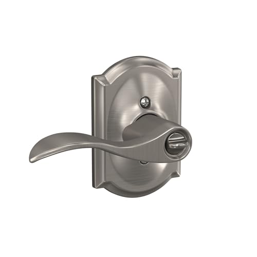 Image of SCHLAGE F51A ACC 619 CAM Accent Lever with Camelot Trim Keyed Entry Lock, Satin Nickel