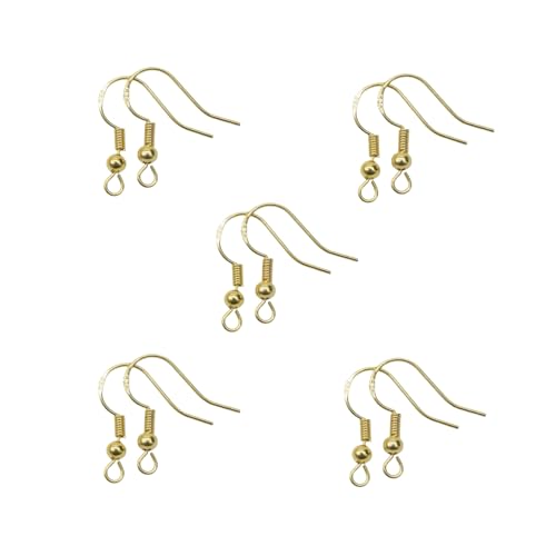 Aissmmeio 5 Pairs 925 Gold-Plated Flat French Hook and Ear Buckles Crafted with Delicate Polishing with Backs Fish Hook Ear Wire for Jewelry Making DIY Ear Post Supplies - Gold