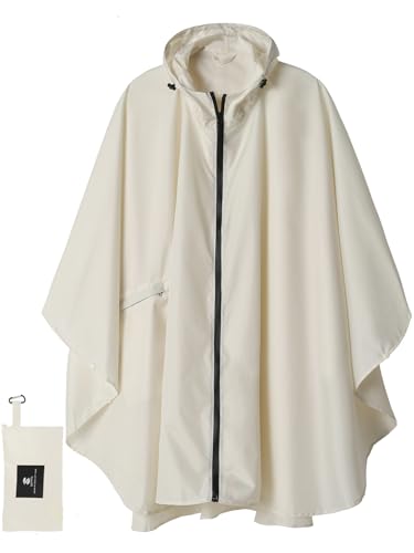 Image of SaphiRose Adult Rain Poncho Waterproof Hooded Zipper Raincoat with Pockets | OEKO-TEX Certified 100% Polyester, Lightweight Packable Storage Pouch, Heat-Sealed Seams, Quick-Dry for Outdoor Hiking