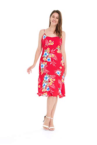 Image of Matchable Family Hawaiian Luau Men Women Girl Boy Clothes in Hibiscus Red