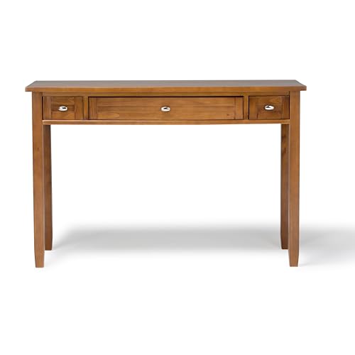 Image of SIMPLIHOME Warm Shaker Desk - 48 Inch Wide Solid Wood Writing Desk in Light Golden Brown, Transitional Home Office Computer Table for Workspace or Study with Flip-Down Keyboard Tray and 2 Drawers