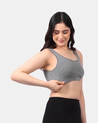 Image of Lavos Bamboo Cotton Comfort Sleeping Bra for Women, Slip On Bras to Wear at Home, Non-Padded & Non-Wired Sports Bras, Full /High Coverage, Soft Comfortable & Breathable Broad Strap Bra (Pack of 2)