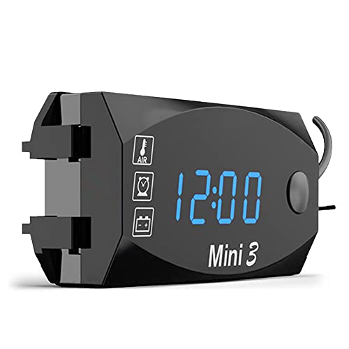 JAWSEU Horloge Numérique Moto, 3 in 1 Horloge De Guidon De Moto Horloge Numérique Thermomètre Voltmètre Écran Universel Étanche Montre Moto avec...