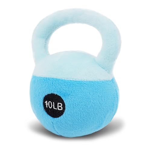 Lullaberry Brinquedo sensorial My First Kettlebell de 12 cm para bebés, chocalho macio para bebé em azul, seguro e fácil de segurar, perfeito para pais ativos