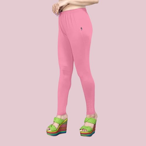 Image of Women's Solid Mid Rise Slim Fit Ankle Length Leggings - Comfortable and Stylish Yoga Pants for Workout, Running and Everyday Wear