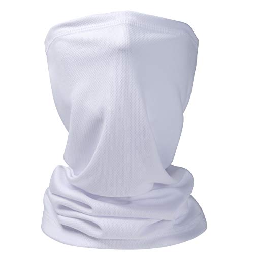 Sun UV Protection Neck Gaiter Face Mask,Magic Scarf,Dust Bandana Balaclava,Fishing Hiking Cycling Balaclava for Men Women White