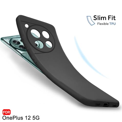 Image of TheGiftKart Sleek Back Cover Case for OnePlus 12 5G | Slim Fit Protective Design | Ultra Matte Finish | Camera Protection Bump | Soft Silicon Back Cover Case for OnePlus 12 5G (Silicone, Black)